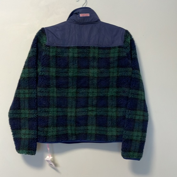 NWT Vineyard Vines blackwatch sherpa jacquard plaid tartan fleece half zip - Picture 9 of 10
